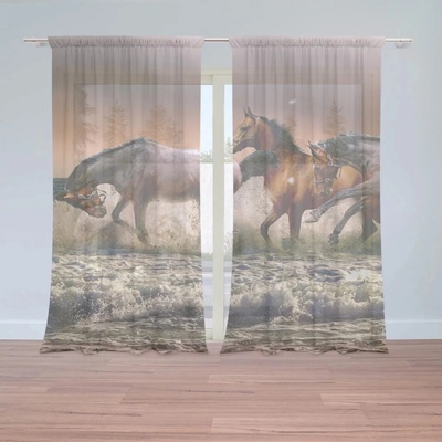 Záclony Koně ve vodě: 2 ks - 150x250 cm - Sablio