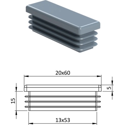 Krytka plastová 20 x 60 mm