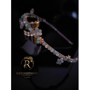 Radi handmade Стилна диадема със зелени кристали и ахат (232)