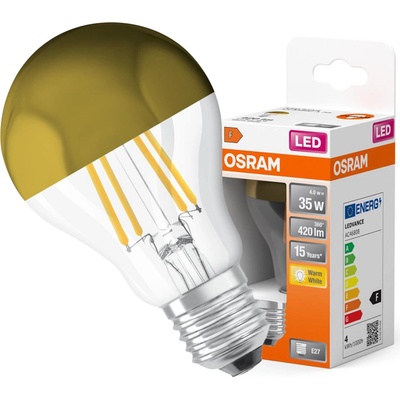 Osram LED žiarovka CLA37 zrkadlová 4 W E27 2700 K teplá biela zlatá