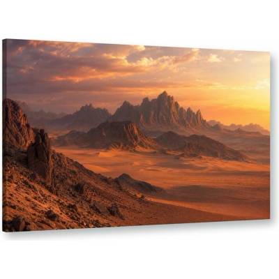 Obraz na plátně – Pouštní hory a duny v teplém světle 90 × 60 cm