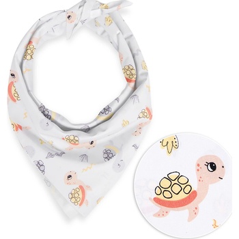 Biante Detská bavlnená šatka Sandra SA 373 Veselé korytnačky na bielom