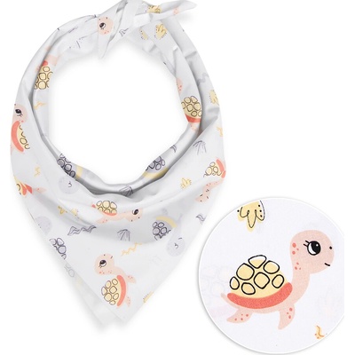 Biante Detská bavlnená šatka Sandra SA 373 Veselé korytnačky na bielom