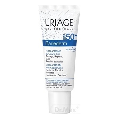 Uriage - Bariéderm - Cica Creme SPF50 - Ochranný krém s obsahom medi a zinku pre podráždenú pokožku - 40 ml