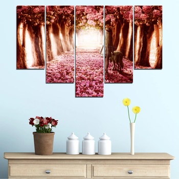 Vivid Home Картини пана Vivid Home от 5 части, Цветя, Канава, 160x100 см, 6-та Форма №0236