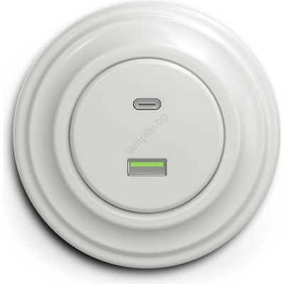 Kliklap - Ретро USB контакт A+C с рамка от бяла керамика (KA0007K)