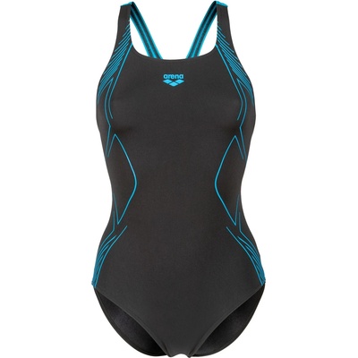 arena Дамски бански костюм Arena Women's Graphic Swimsuit Swim Pro Back Swimsuit - Black / Turquoise - размер 34 (EU) (150-5855-0111)
