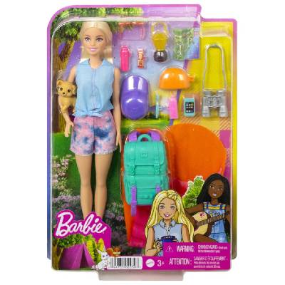 Doll Barbie & Camping With Puppy Malibu (hdf73)