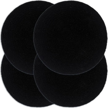 vidaXL Подложки за хранене, 4 бр, черни, 38 см, кръгли, памук (133844)