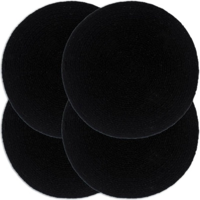 vidaXL Подложки за хранене, 4 бр, черни, 38 см, кръгли, памук (133844)