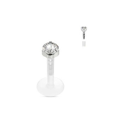 Šperky4U piercing do brady labreta čirý zirkon LB1001-1206-3C