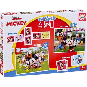 Educa Детски пъзели и игри Educa 4 в 1 - Мики и приятели (EDU19099) - baby