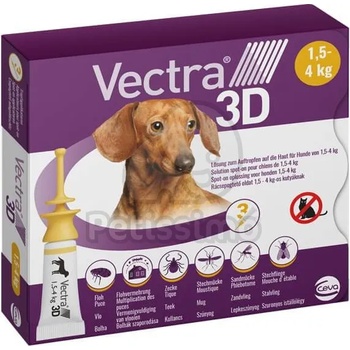 Vectra 3D капков разтвор за кучета 3 x 0, 8 мл за кучета от много малки породи