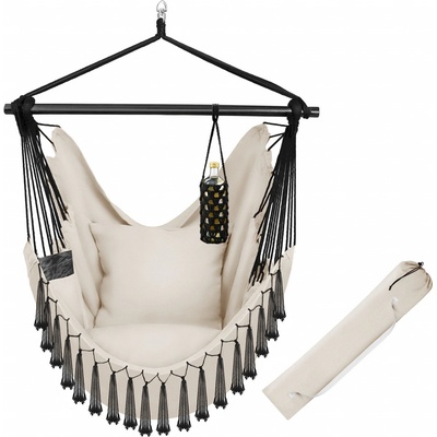 tectake 405080 závesné kreslo malika boho štýl béžová
