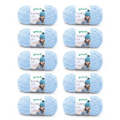 Wolle Funny uni - soft chenille wool for crocheting - cuddly and skin-friendly - 100% polyester - 10 balls 100 g / 120 m - needle size 5-6, pastel blue - 3442-03