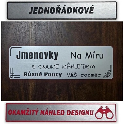 Jmenovky - cedulky na dveře - jeden řádek - černý text – Hledejceny.cz
