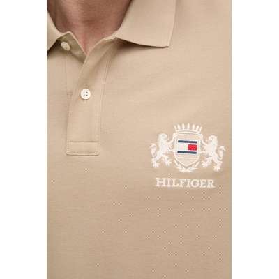 Tommy Hilfiger Памучна тениска с яка Tommy Hilfiger в бежово с апликация MW0MW37516 (MW0MW37516)