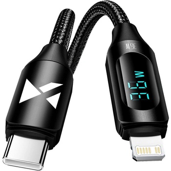 Wozinsky Кабел Wozinsky WUCLC1, USB-C към Lightning, с LED дисплей, 36W, 1m, черен (WUCLC1)