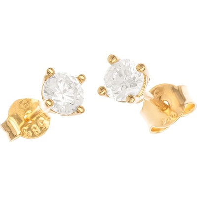 Argento Zlaté náušnice - číry okrúhly zirkón, priemer 4 mm 6A018