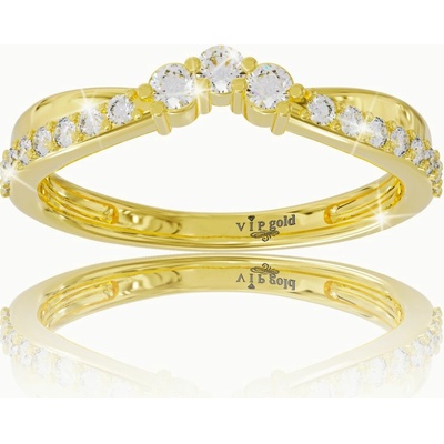VIPgold Zlatý prsteň s bielymi zafírmi v žltom zlate RA3428z S
