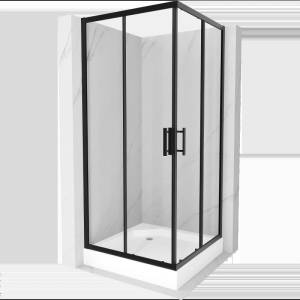 Mexen Rio Квадратна душ кабина 90 x 90 см, прозрачна, черна + поддушово корито, (860-090-090-70-00-4510)