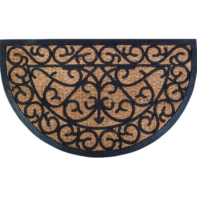 ESSCHERT DESIGN Gumová "BEST FOR BOOTS" půlkulatá s kokosovým vláknem a ornamenty černá 74,5 x 45 cm