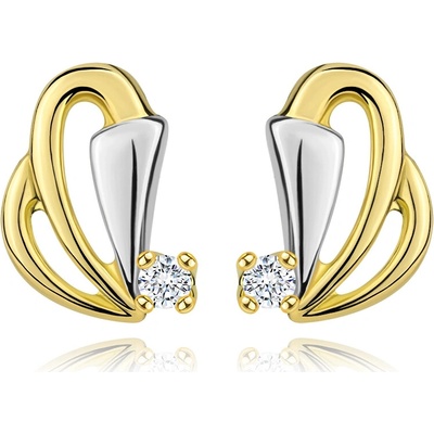 Šperky eshop zlaté náušnice s čirým diamantem kontury slziček rozšířený pás BT177.21