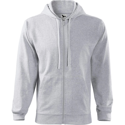 MALFINI Malfini trendy zipper 410 / Дълго яке тип кенгуру с качулка - светлосив меланж xxl (4100317)