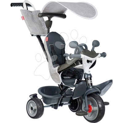Smoby Baby Driver Grey Tricycle s intuitívnym ovládaním a tichými EVA kolesami šedá