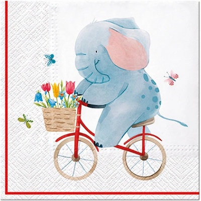 PAW servítky L Elephant on Bike 33x33cm