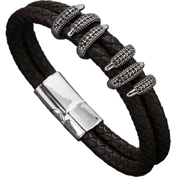 HARAHU Мъжки Гривна ha-33330 - Тъмно кафяво / Сребристо kp33330 (ha-33330)