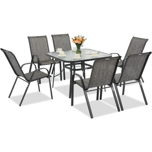 Garden Point Градински мебели Modena в сиво за 6 души с квадратна маса Garden Point (GAP1081)