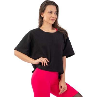 Nebbia Dámské volné crop tričko The Minimalist 417 černá