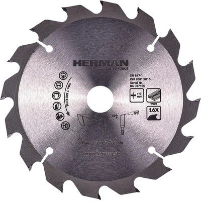 Herman Pílový kotúč CW-20 Force 160x1,6/1,0x20mm 16 zubov