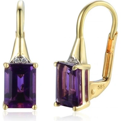Gems, Klasické náušnice Clementine, kombinované zlato s brilianty a ametysty, 585-38-3-4545.2ZB0.0.00.HSI.605.08