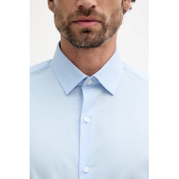 Calvin Klein Риза Calvin Klein в синьо с кройка по тялото с класическа яка LV019EU000 (LV019EU000)