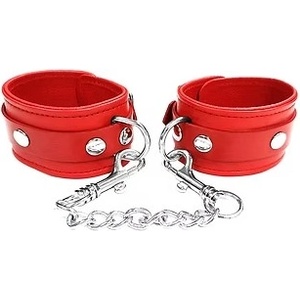 Rouge Leather Wrist Cuffs Red