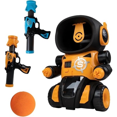 Kruzzel 21833 Střílející hra robot 2 pistole na pěnové míčky a terč ve tvaru robota