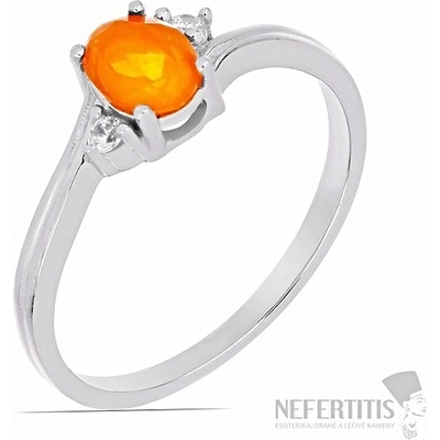 Nefertitis Prsten stříbrný s oranžovým opálem a zirkony 026295 OROP