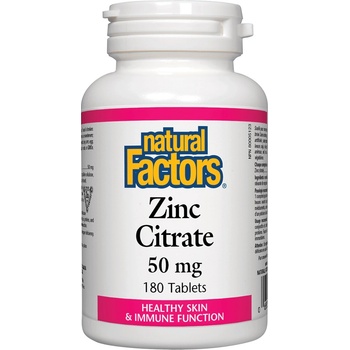 Natural Factors Zinc Citrate, 50 mg, 180 таблетки, Natural Factors