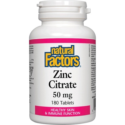 Natural Factors Zinc Citrate, 50 mg, 180 таблетки, Natural Factors