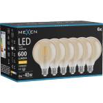Mexen Vintis 6x LED филамент крушка E27, G95, 6W, Топла - 2700K, 600 lm, кехлибар (L157-E27-0627-50x06)
