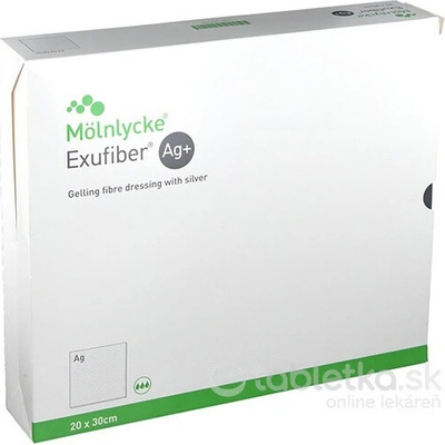 Exufiber Ag+ 20x30cm krytie na rany hydrovláknité, so striebrom 5 ks