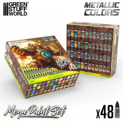 Green Stuff World Metallic Colors Mega Paint Set 48× 17 ml