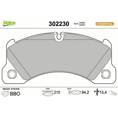 Sada brzdových platničiek kotúčovej brzdy VALEO ESSENTIAL 302230