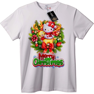 NOONEBRAND Тениска Весела Коледа Елен - 2XL, White
