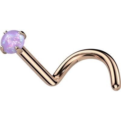 Šperky eshop zahnutý titanový piercing do nosu barevný syntetický opál W49.04 Černá Modrá