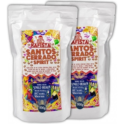 Kafista Santos Cerrado Spirit Natural 100% Arabica z Brazílie Fairtrade 2 x 0,5 kg