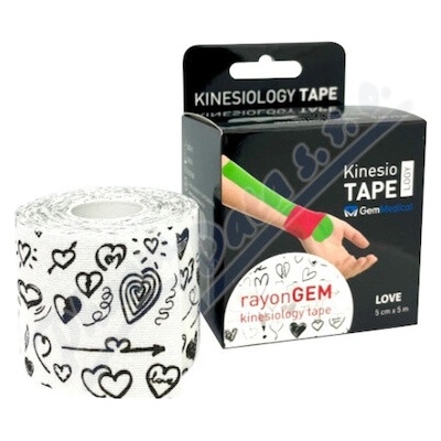GM rayonGEM kinesiology tape love 5 cm x 5 m