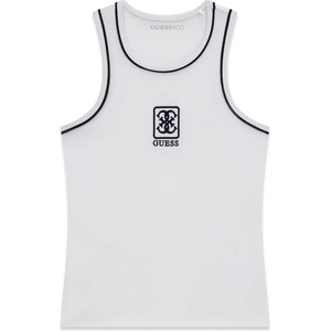 GUESS Бял потник за момиче с черни ивици и детайли Guess